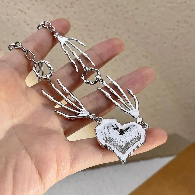 Collana con ciondolo a forma di cuore rosso fatto a mano, regalo di Natale o compleanno.