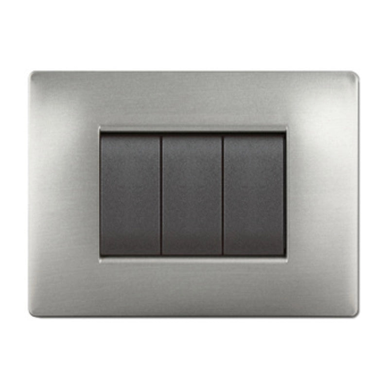 PLACCA LIFE Q LIVING PLAST ACCIAIO SATINATO 4P