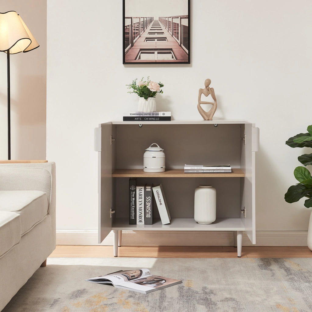 Credenza Bassa Starvili con 2 Ante Madia Moderna 75x76x38 cm Beige [en.casa]