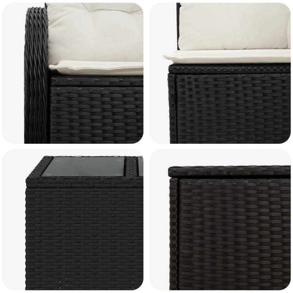 Set di divani 6 pz Nero e Bianco Crema 3447119
