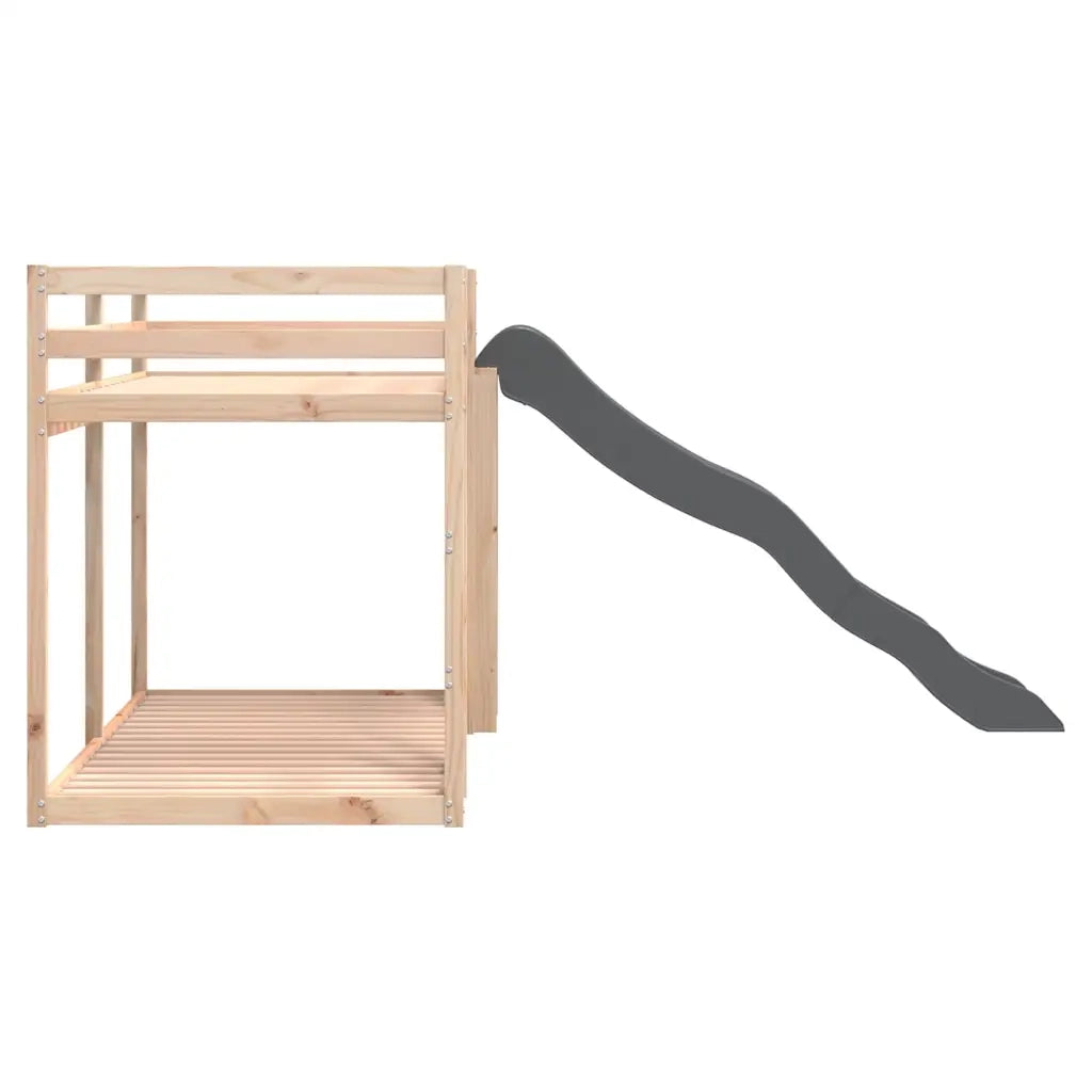 Letto a Castello Scivolo e Scala 90x190 cm Legno Massello Pino 3284245