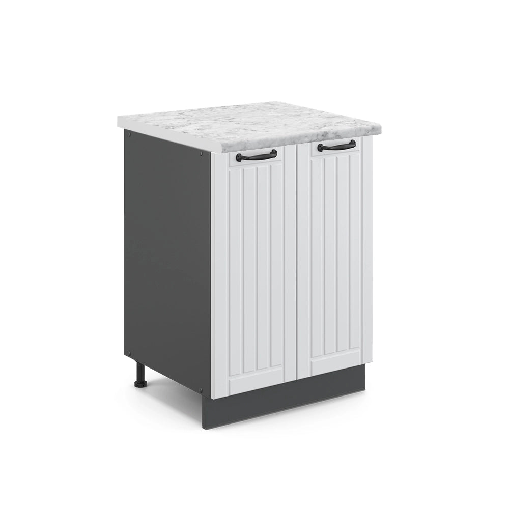Mobiletto base cucina Fame-Line Bianco rustico/Antracite 60 cm, PL Marmo Vicco