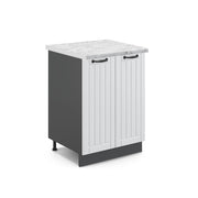 Mobiletto base cucina Fame-Line Bianco rustico/Antracite 60 cm, PL Marmo Vicco