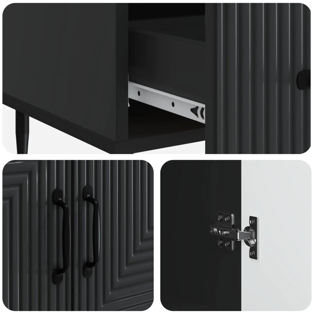 Credenza | Madia | Buffet da pranzo | Armadio da pranzo Nero 66 x 34,5 x 95 cm Legno ingegnerizzato