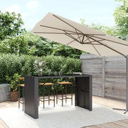 Tavolo da Bar con Piano in Vetro Nero 185x80x110 cm Polyrattancod mxl 126360