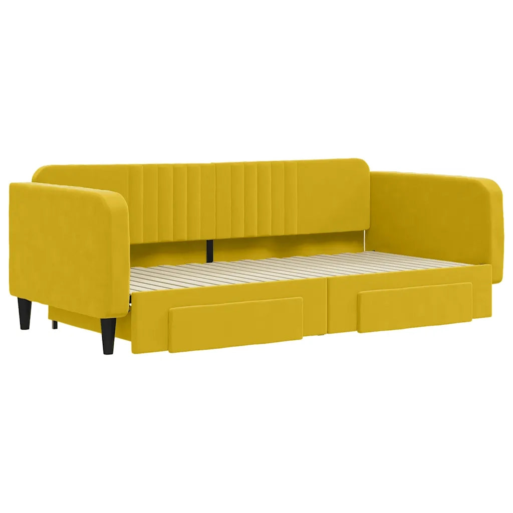 Divano Letto Estraibile con Cassetti-Sofa Letto-Daybed Giallo 100x200cm Velluto 354167