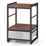 Set di 2 tavolini quadrati 40 x 40 x 60,5 cm con cassetto decorativo in tessuto stile industriale aspetto rustico legno marrone 20_0013974