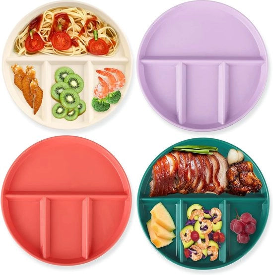 Set di piatti da tavola, Set di piatti, Set di servizio, Piatti da tavola in plastica, Set di campeggio, Piatti da tavola, 4 pezzi, Piatti da tavola in plastica leggeri, Resistenti alle shock, BPA libero