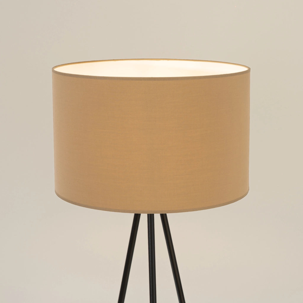 Lampada a sospensione NEVIA con paralume cilindrico in tessuto color tortora e nero, 40 cm