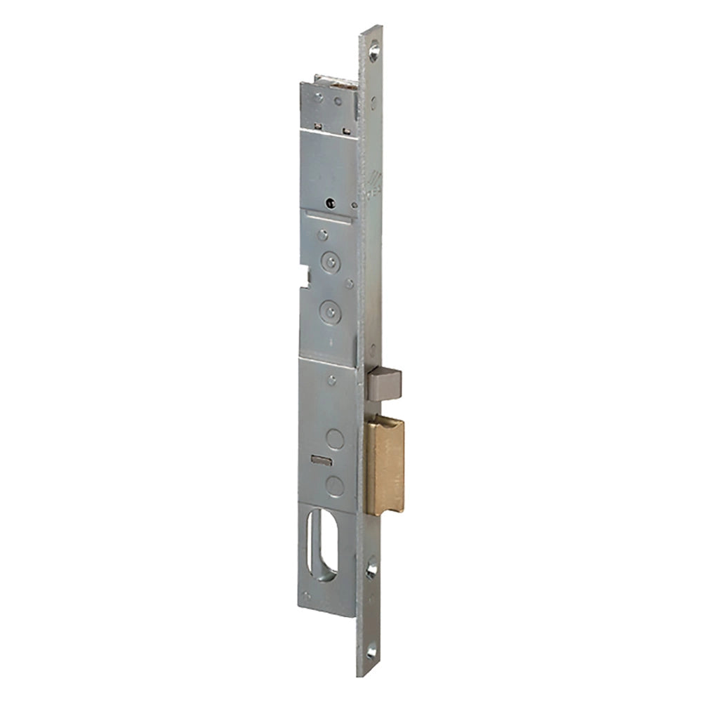 SERRATURA ELETTRICA DA INFILARE PER MONTANTI ALLUMINIO ART. 14020 - 14021 E18 SX -front.mm 16 scrocco autobl.  - CISA