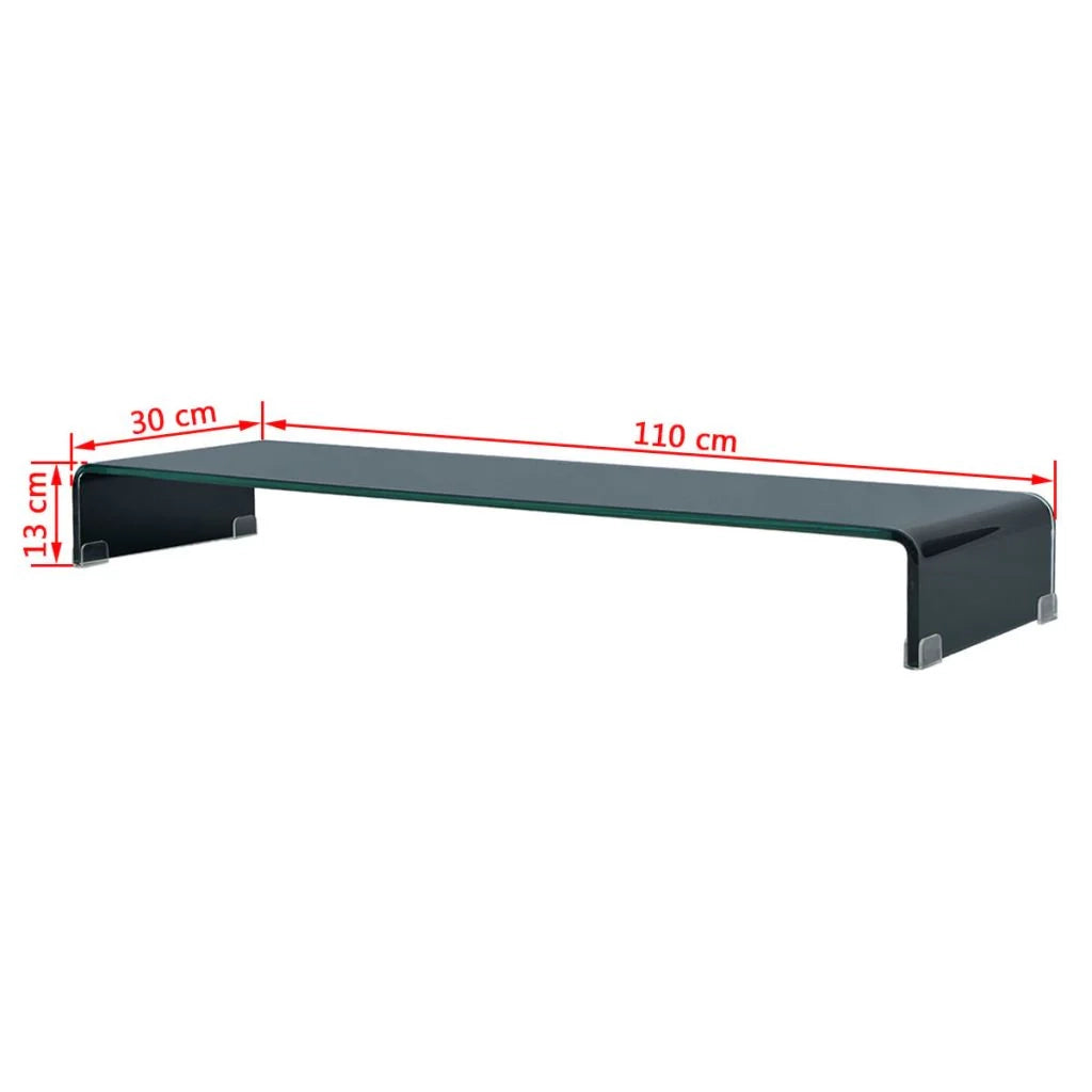 Mobile TV credenza design pratico supporto per monitor 110 cm vetro nero 2502224