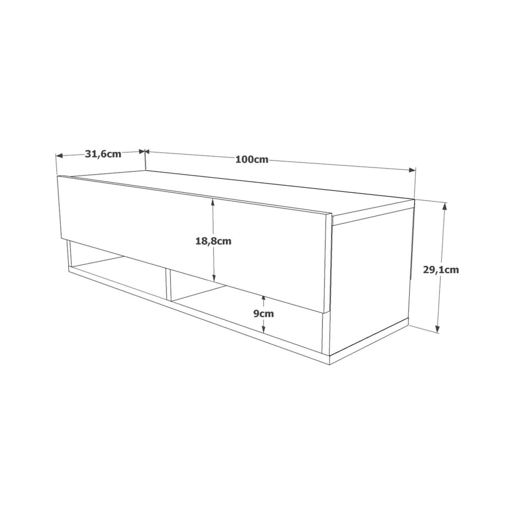 Mobile porta TV Iva, Credenza da soggiorno, Armadio basso per TV, Base parete attrezzata, 100x32h29 cm, Quercia e Bianco