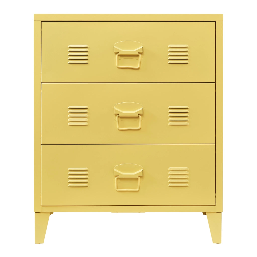 Cassettiera Hämeenlinna Comò in Acciaio con 3 Cassetti 72 x 60 x 40 cm Giallo [en.casa]