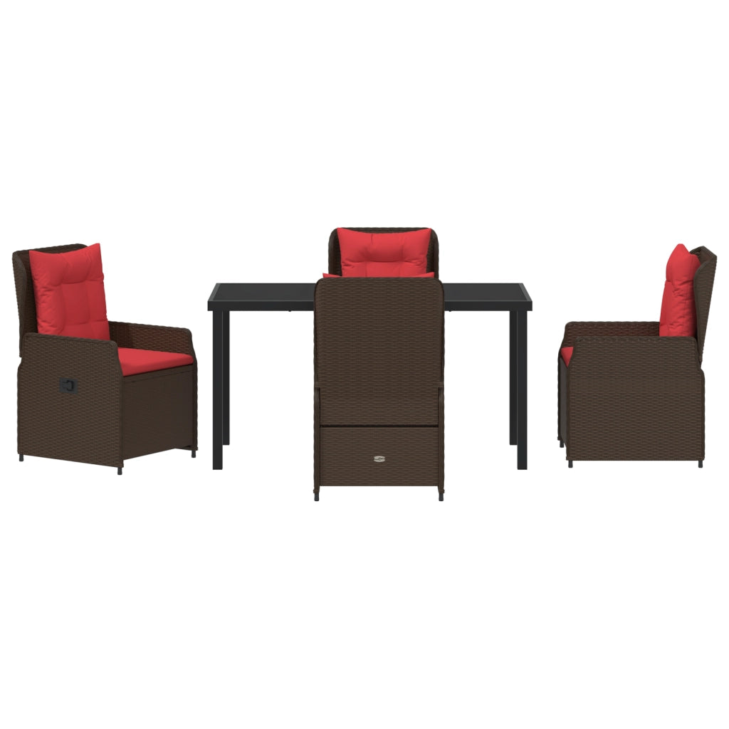 Set da Pranzo da Giardino di 5 Pezzi Marrone in Polyrattan