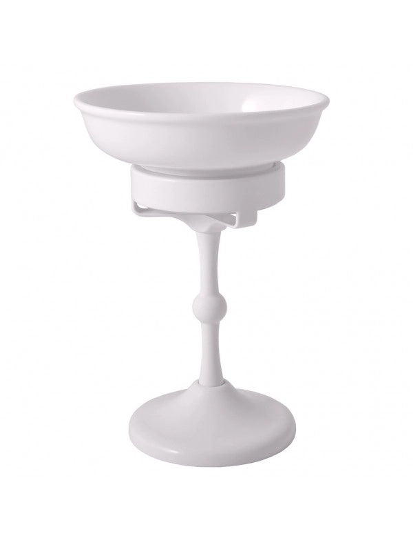 Portasapone da tavolo retrò MORAVA in ottone bianco 10,9x 15 cm