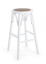 Sgabello Bar Circle Bianco in Legno