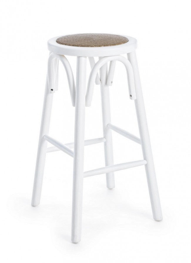 Sgabello Bar Circle Bianco in Legno