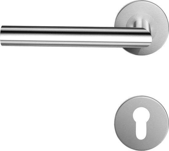 Set di maniglie per porte in acciaio inossidabile con maniglia per porte e set di maniglie per porte in acciaio inossidabile con maniglia per porte e stantuffo, argento, 2 set - S02-103 e S02-103C