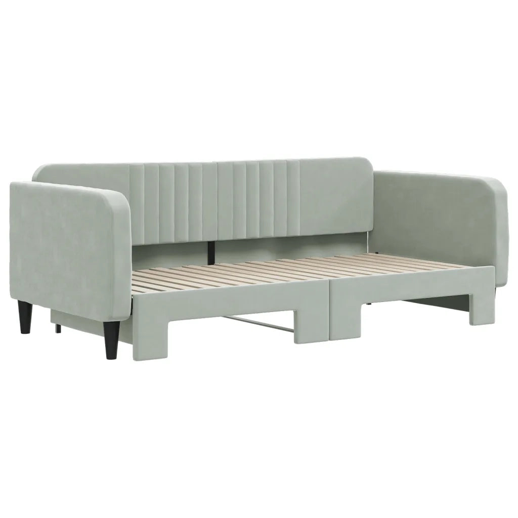 Divano Letto con Letto Estraibile Grigio Chiaro 90x190 Velluto 3197076