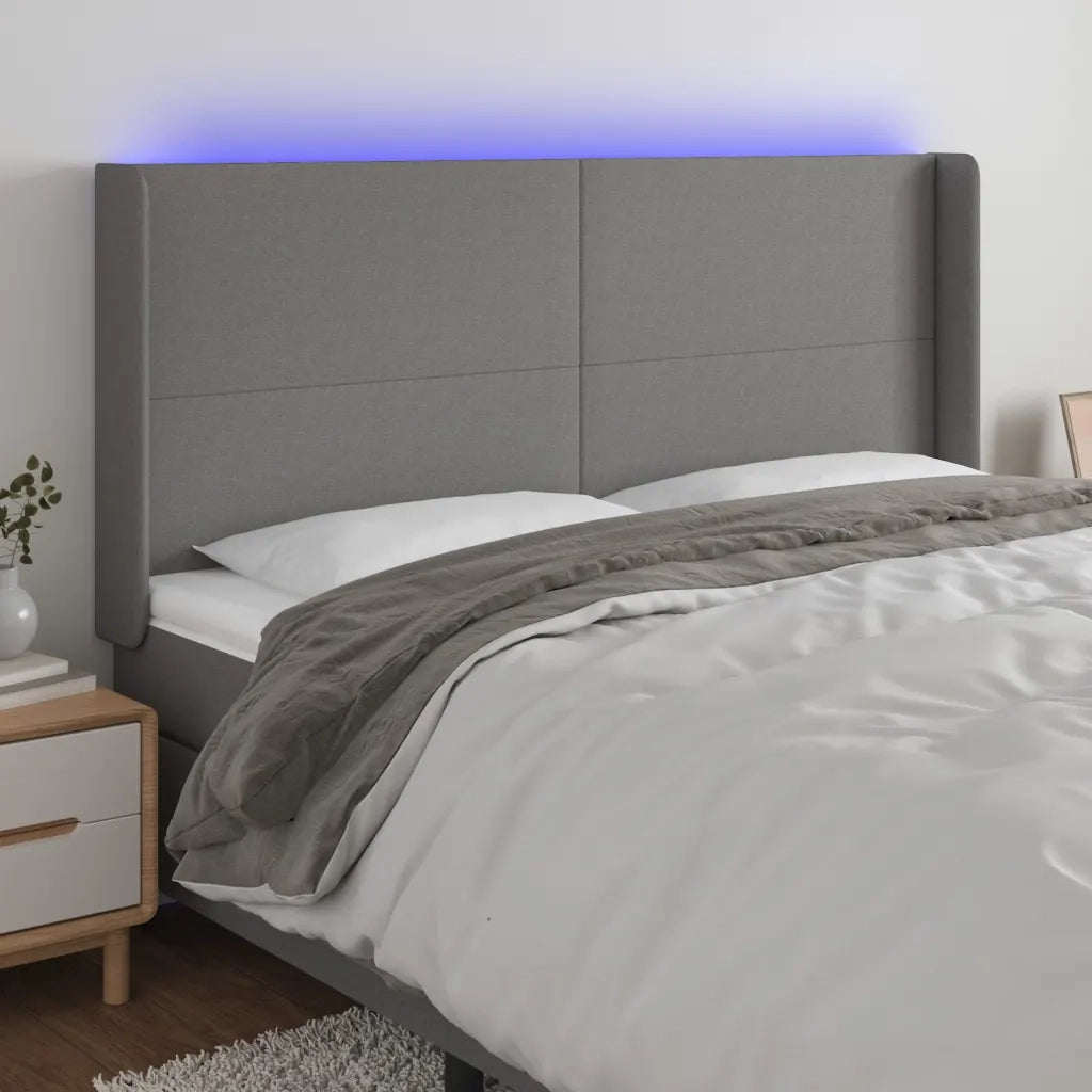 Testiera a LED GrigioScuro 183x16x118/128cm inTessuto 3123783