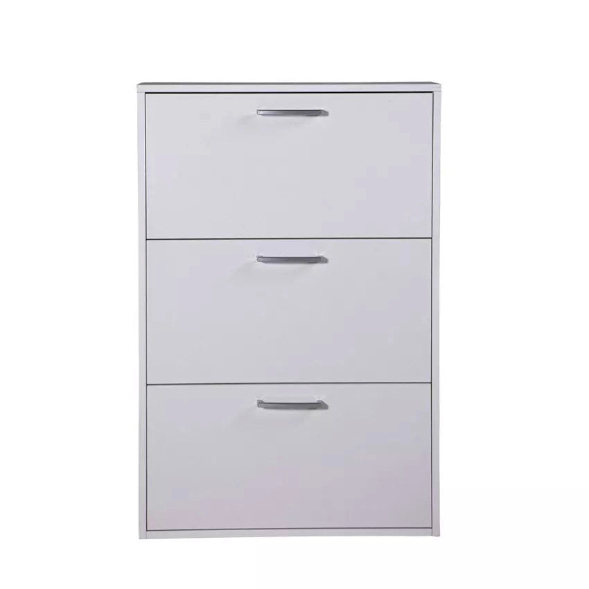 Scarpiera Salvaspazio 3 Ante 9 Paia 65x15x99,6 cm in Truciolare Nobilitato Bianca