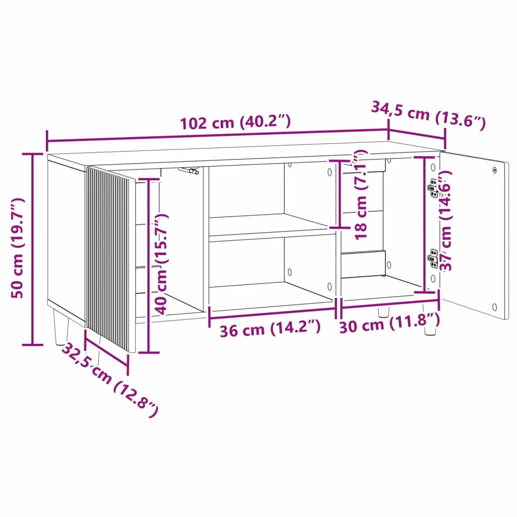 Mobile TV Grigio Cemento 102 x 34,5 x 50 cm