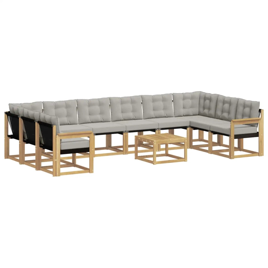 Set di divani da esterno 11 pcs Bianco e Grigio Chiaro