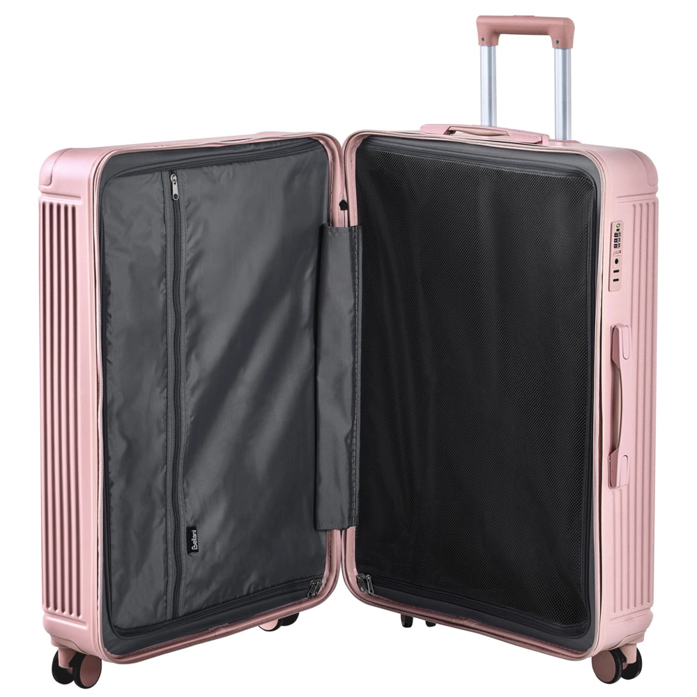 Set di 3 valigie rosa in materiale sintetico con ruote silenziose in ferro e cerniera antifurto 3 misure Lucchetto TSA Comodità