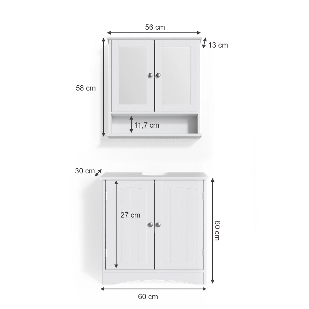 Vicco Set mobili bagno Bianco 2 parti