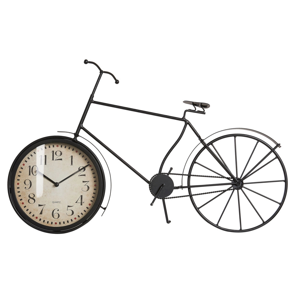 Orologio da tavolo in metallo nero 37 cm a forma di bicicletta in stile retrò moderno
