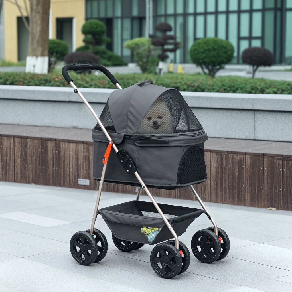 Trasportino per Cani Pieghevole 3 in 1 con Borsa e Cestino ¨C Zephmum ¨C Grigio