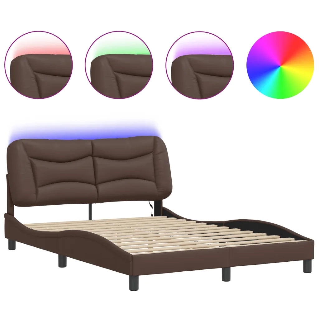 Giroletto con Luci LED Marrone 120x200 cm in Similpellecod mxl 91486