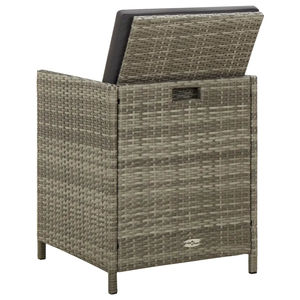 Sedie da Giardino 4 pz | Sedie da Esterno con Cuscini in Polyrattan Grigio