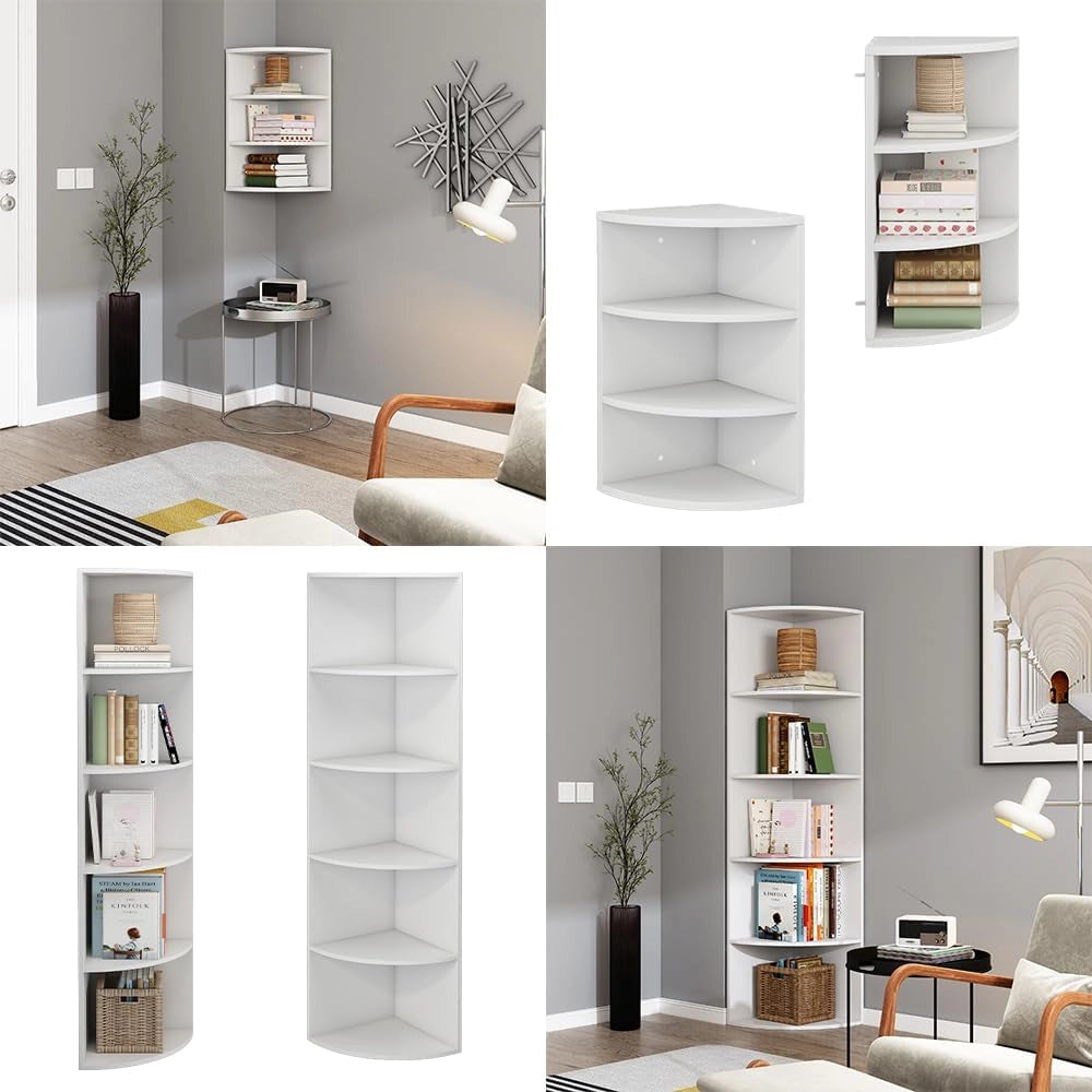 Libreria Fabienne, Bianco, 40 x 180 cm con 5 scomparti, adatto al montaggio a parete per una configurazione flessibile degli spazi