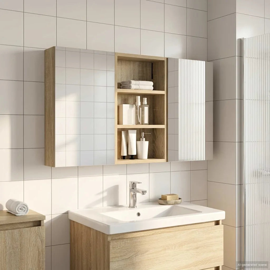 Set di Armadi da Bagno con lo scaffale 3 pcs 90 x 10,5 x 50 cm 3403666