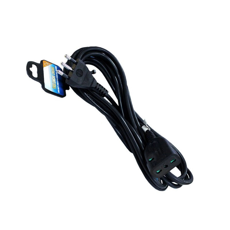 Prolunga Lineare Colore Nero 5M 3X1.0mm Spina Italiana 16A Presa Bipasso 10/16A Max 3500W