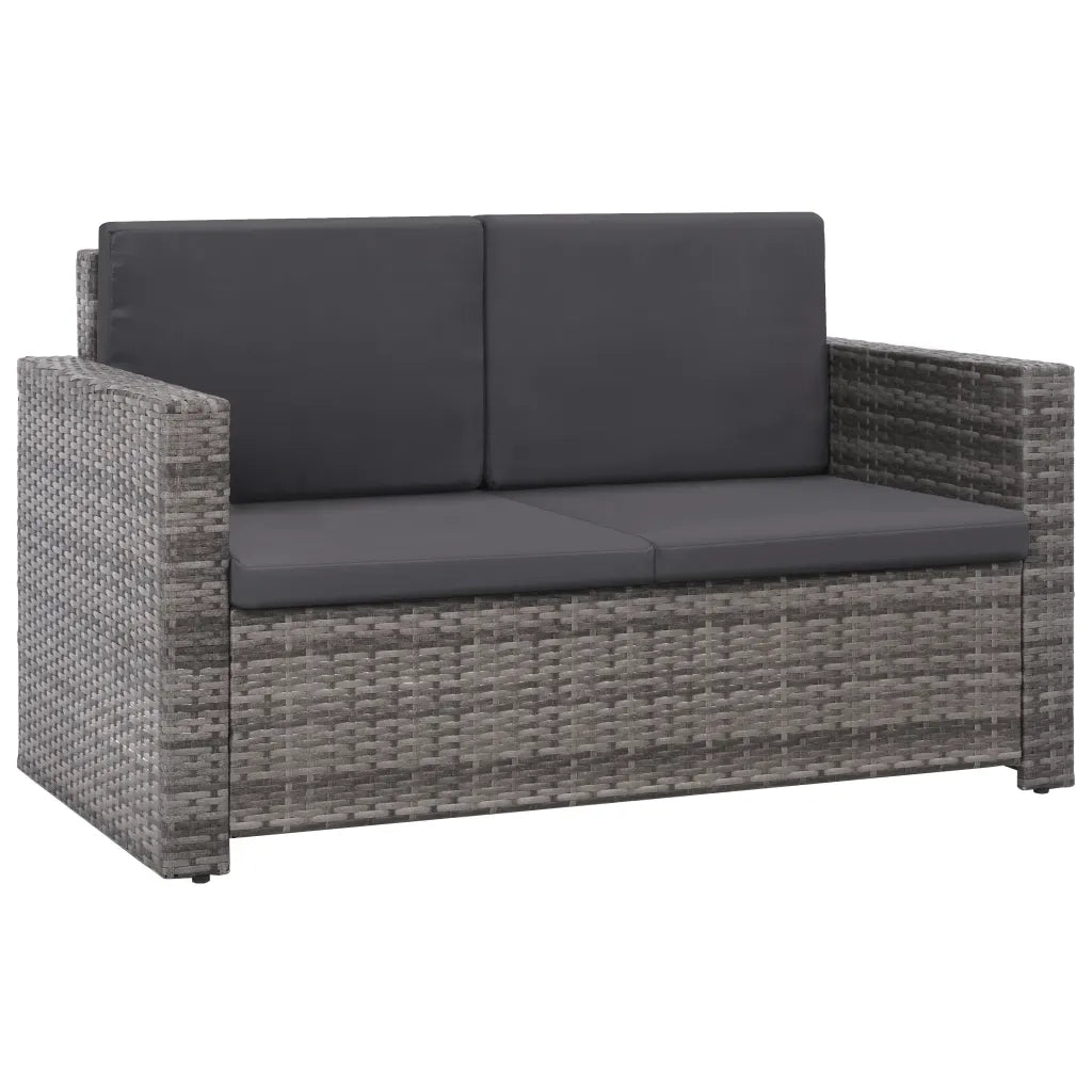 Set Divani da Giardino 2 pz con Cuscini in Polyrattan Grigio 44422