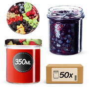 Barattoli di vetro KADAX Avila 350ml 50pz 82mm + coperchi "Frutta"