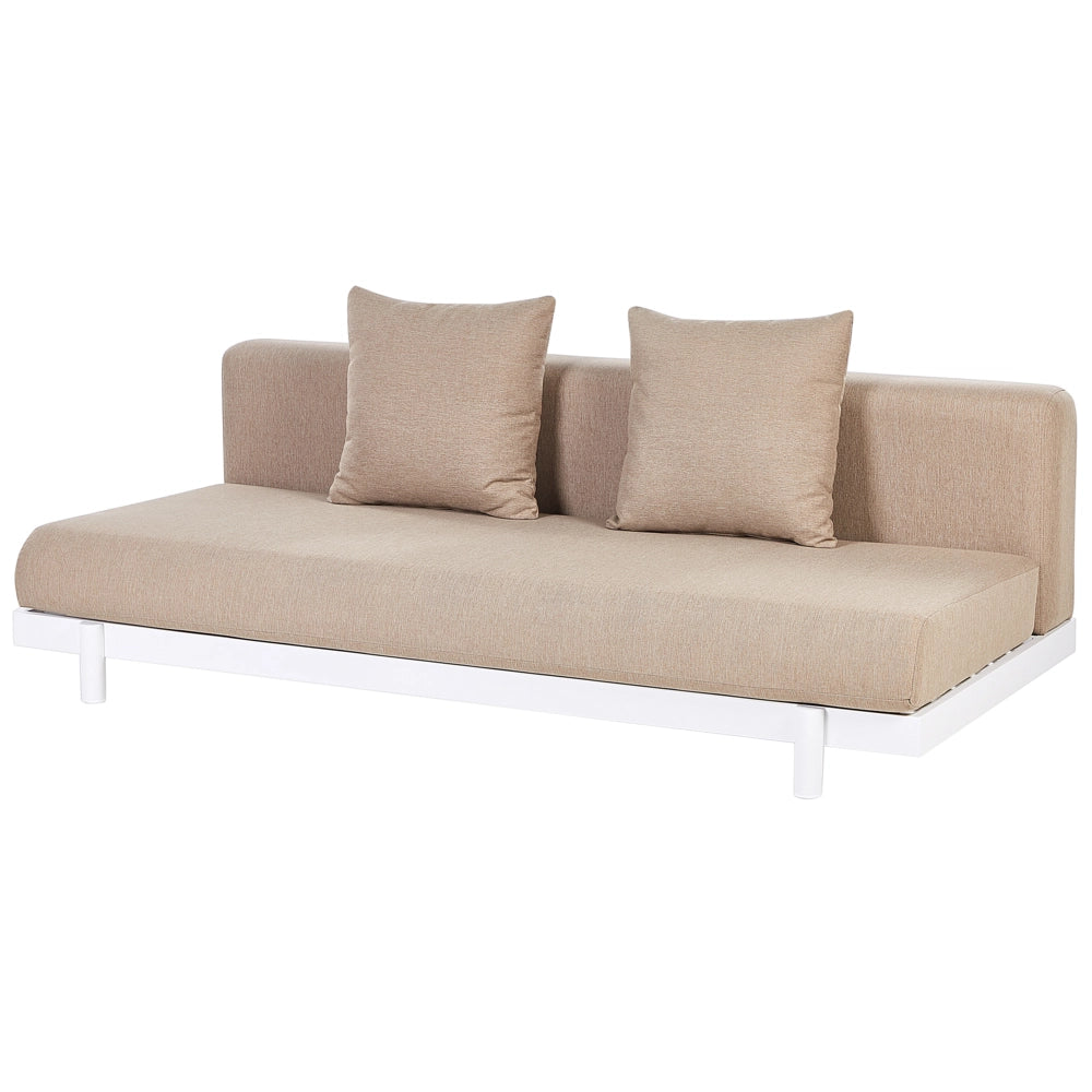 Set di divani 5 posti con tavolini Beige Tessuto Poliestere Cuscino Media Resistenza Giardino Stile Moderno Esterno