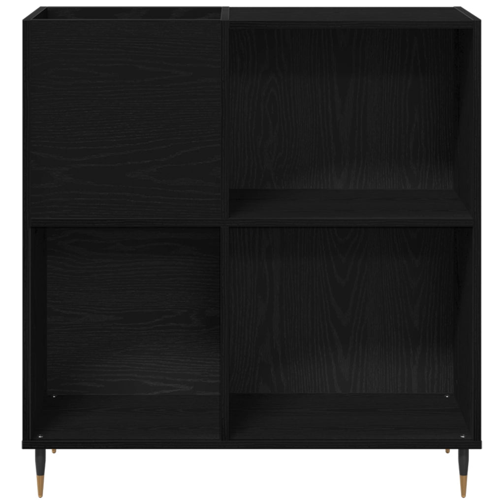 Armadietto per Dischi Nero Rovere 84,5x38x89 cm Legno Ingegnerizzato