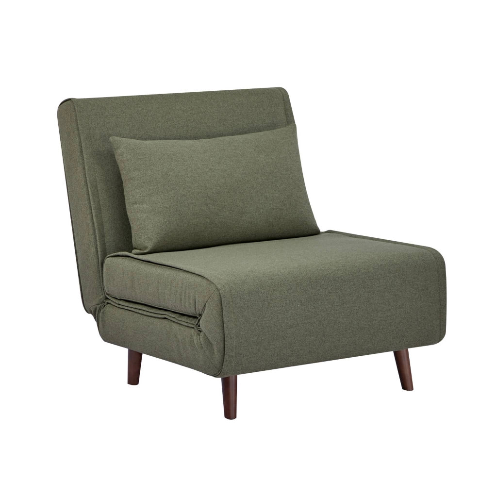Poltrona letto convertibile tessuto con piedi in legno 1 posto, verde