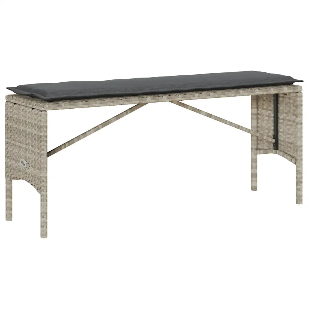 Set Pranzo da Giardino 3pz | Set Salotto da Giardino con Cuscini Grigio Chiaro Polyrattan
