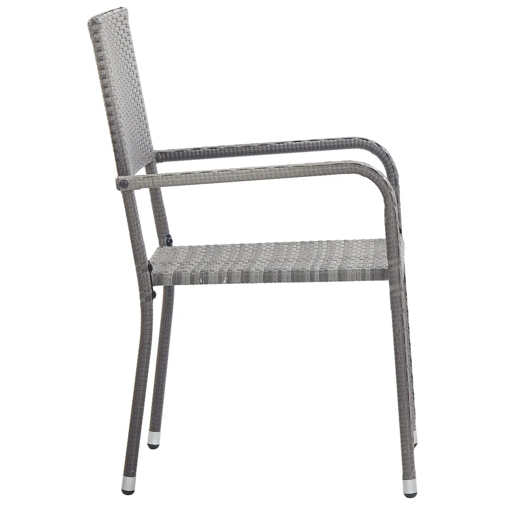 Set da Pranzo da Giardino 3 pz | Set Salotto da Giardino Nero Grigio Polyrattan e Acciaio