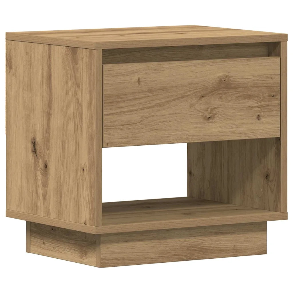 Set di 2 Comodini | Armadio da Notte | Mobiletto da notte con cassetto Rovere artigianale 45 x 34 x 44 cm