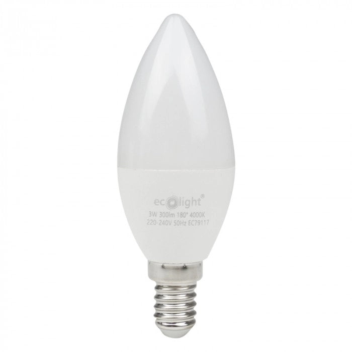 Lampadina LED candela E14 3W 4000K 270lm Ecolight