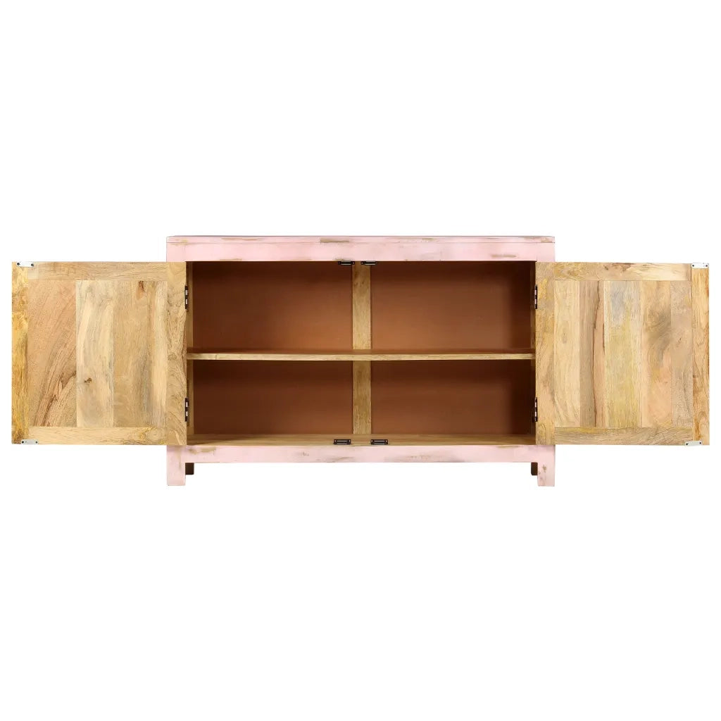 Credenza Rosa Chiaro 110x35x70 cm in Legno Massello di Mango 247764