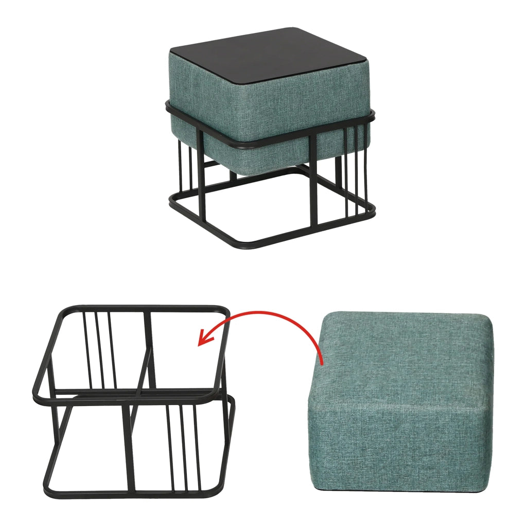 Set di 2 pouf impilabili design moderno e senza tempo multifunzionali quadrati verde 03_0009692