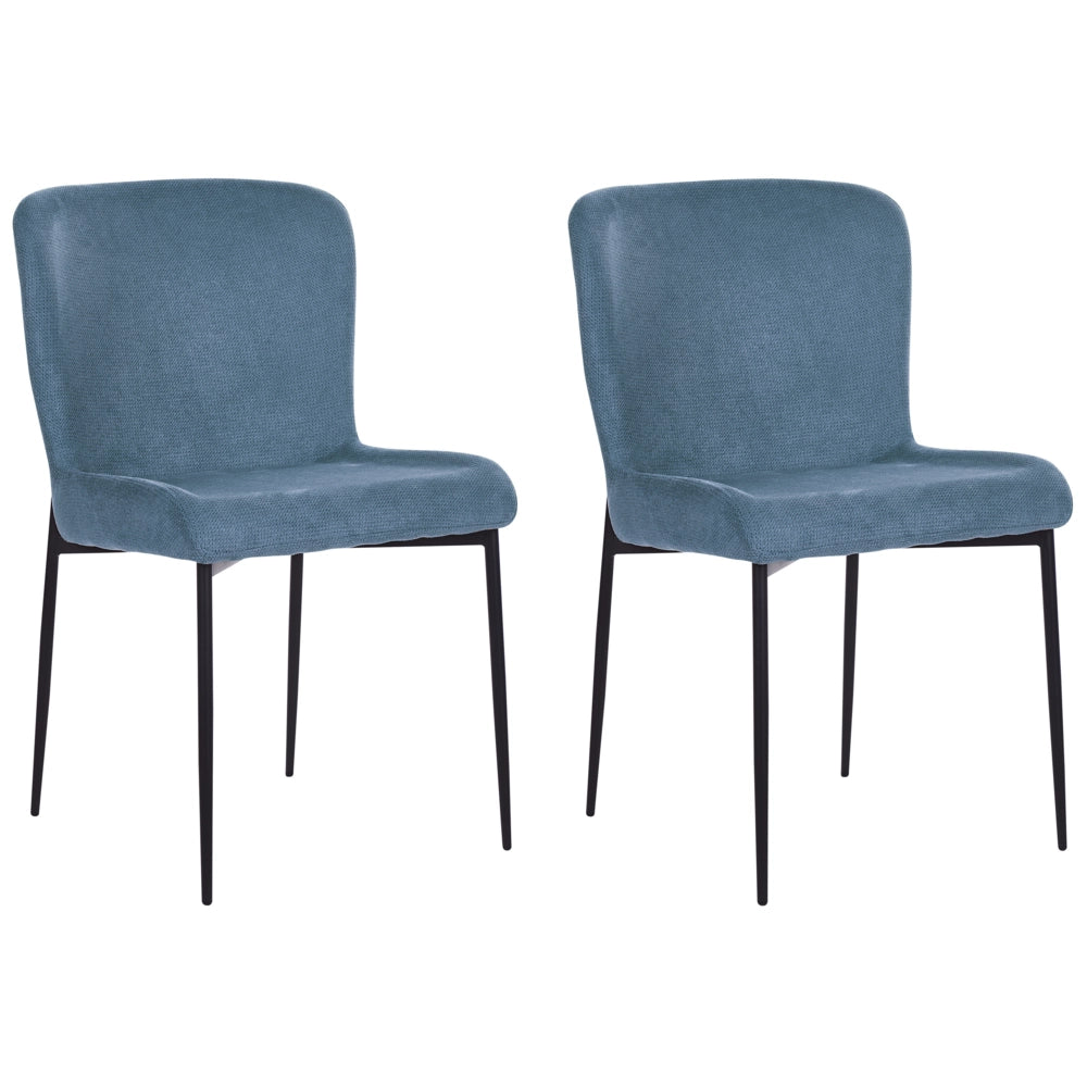 Set di 2 sedie da pranzo in tessuto poliestere con texture a maglia blu soggiorno e camera da letto