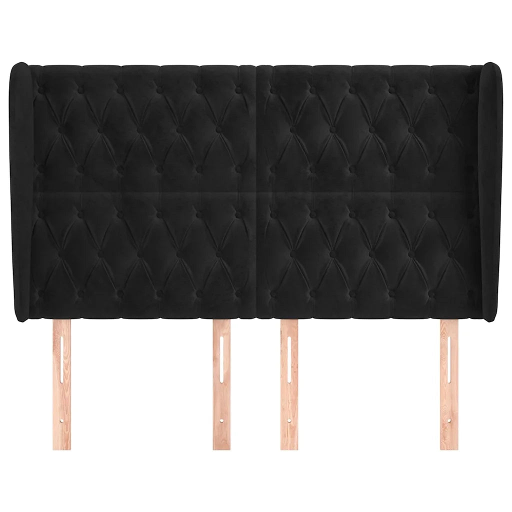 Testiera | Testata ad Orecchio Nera 147 x 23 x 118/128 cm in Velluto