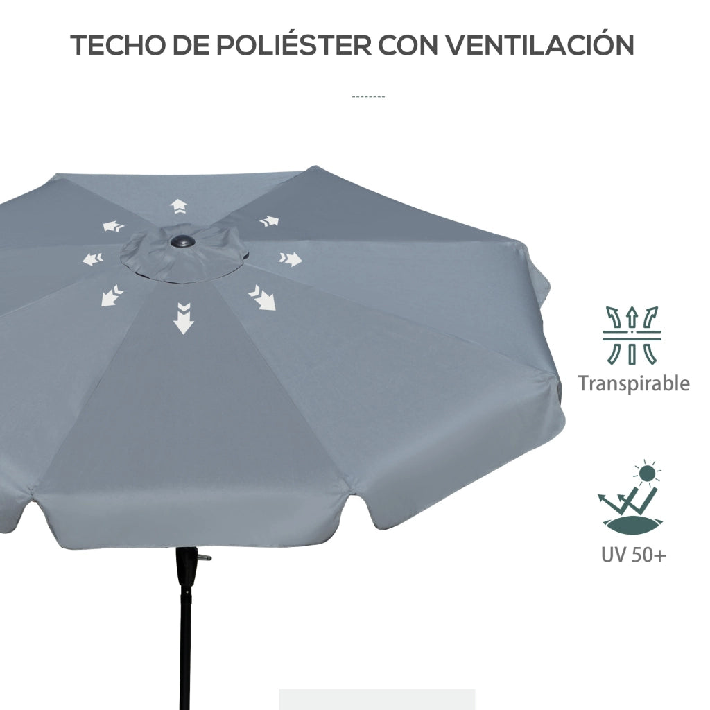 Ombrellone da giardino ¨C zephmum ¨C grigio alluminio ?266x250 cm